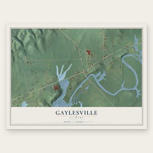 Gaylesville, Alabama map print, the full design