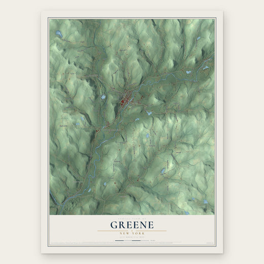 Greene, New York map print, the full design