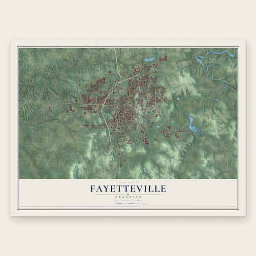 Fayetteville, Arkansas map print, the full design