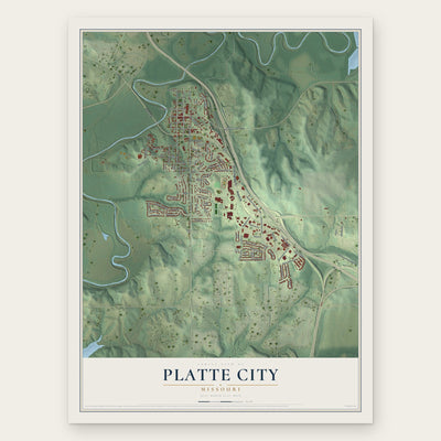Platte City, Missouri map print, the full design
