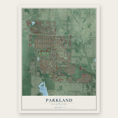 Parkland, Washington map print, the full design