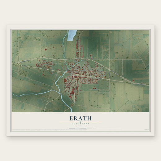 Erath, Louisiana map print, the full design
