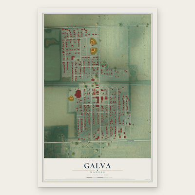 Galva, Kansas map print, the full design