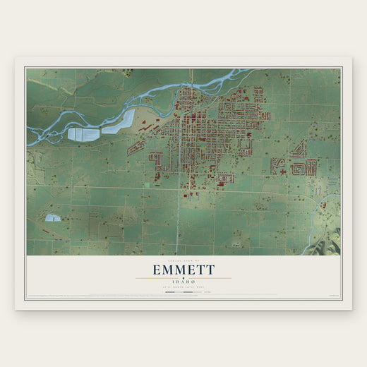 Emmett, Idaho map print, the full design