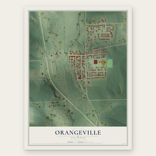 Orangeville, Illinois map print, the full design
