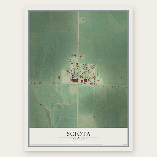 Sciota, Illinois map print, the full design
