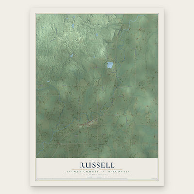 Russell, Lincoln County, Wisconsin map print, the full design