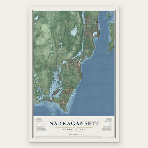 Narragansett, Rhode Island map print, the full design