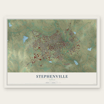 Stephenville, Texas map print, the full design