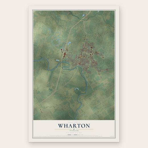 Wharton, Texas map print, the full design