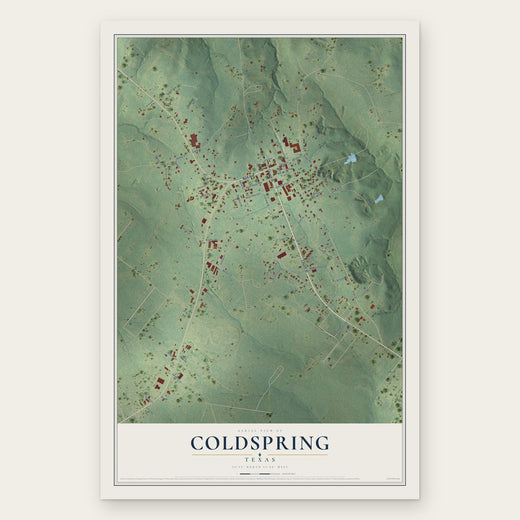 Coldspring, Texas map print, the full design
