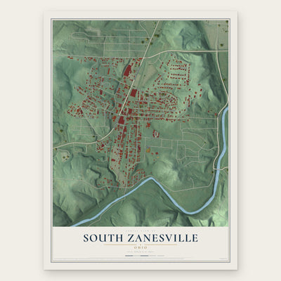 South Zanesville, Ohio map print, the full design
