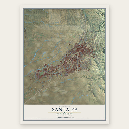 Santa Fe, New Mexico map print, the full design