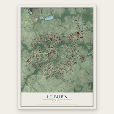 Lilburn, Georgia map print, the full design