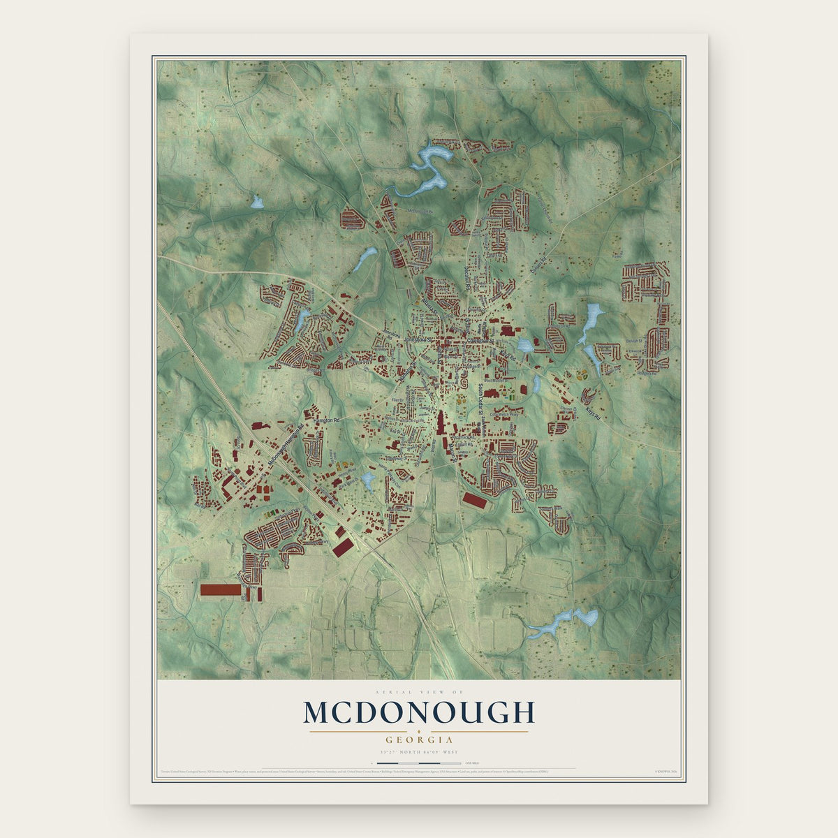 McDonough, Georgia map print, the full design