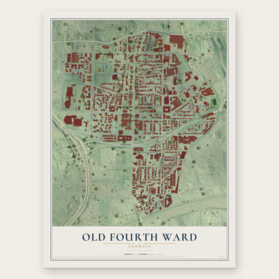 Old Fourth Ward, Georgia map print, the full design