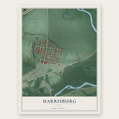 Harrisburg, Ohio map print, the full design