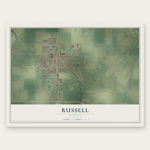 Russell, Kansas map print, the full design