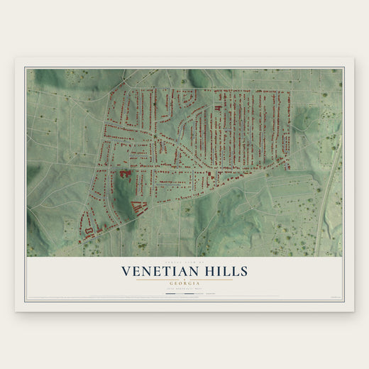 Venetian Hills, Georgia map print, the full design
