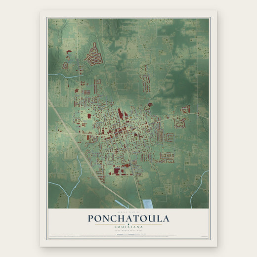 Ponchatoula, Louisiana map print, the full design