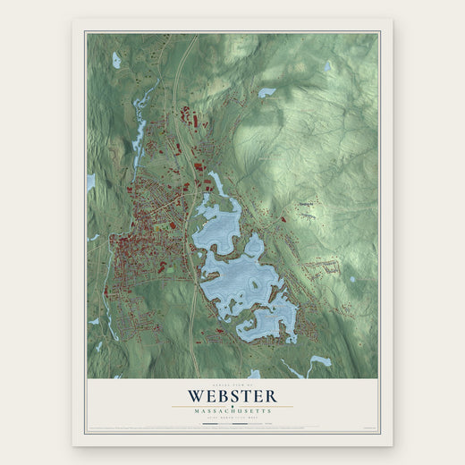 Webster, Massachusetts map print, the full design