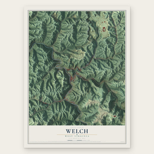 Welch, West Virginia map print, the full design