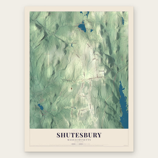 Shutesbury, Massachusetts map print, the full design