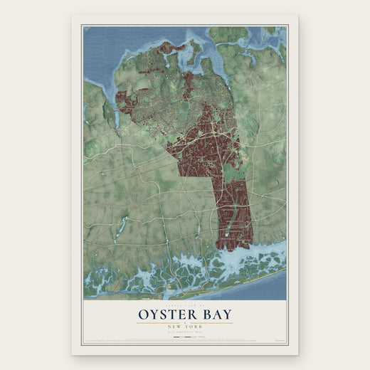 Oyster Bay, New York map print, the full design
