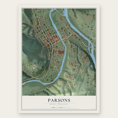 Parsons, West Virginia map print, the full design