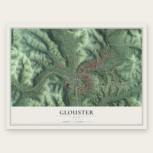 Glouster, Ohio map print, the full design