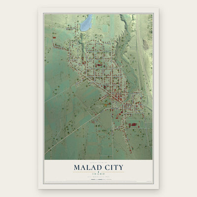 Malad City, Idaho map print, the full design