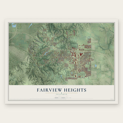 Fairview Heights, Illinois map print, the full design