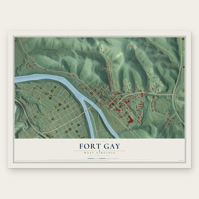 Fort Gay, West Virginia map print, the full design