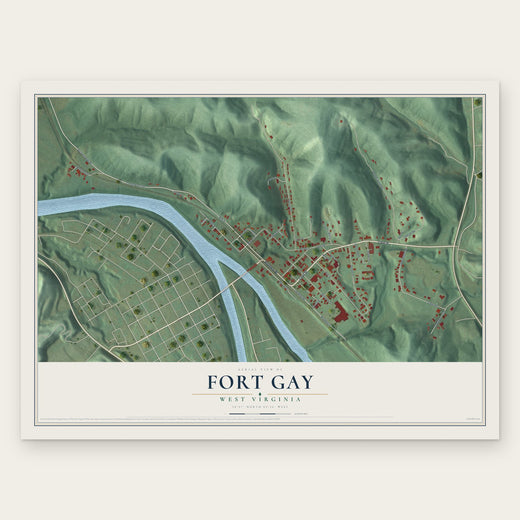 Fort Gay, West Virginia map print, the full design