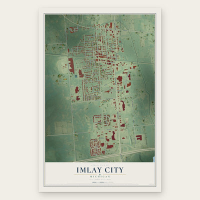 Imlay City, Michigan map print, the full design
