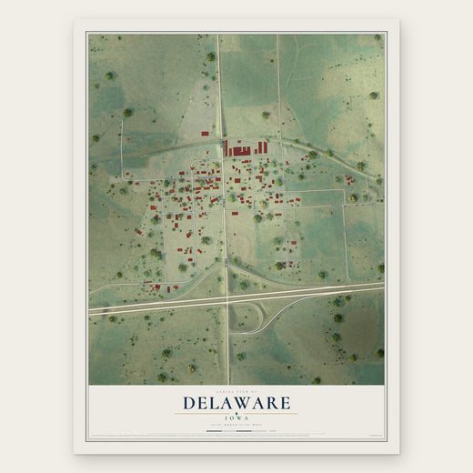 Delaware, Iowa map print, the full design