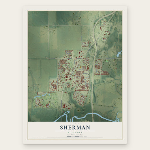 Sherman, Illinois map print, the full design