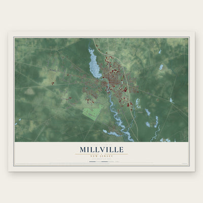 Millville, New Jersey map print, the full design