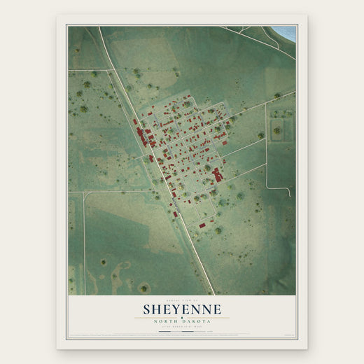 Sheyenne, North Dakota map print, the full design
