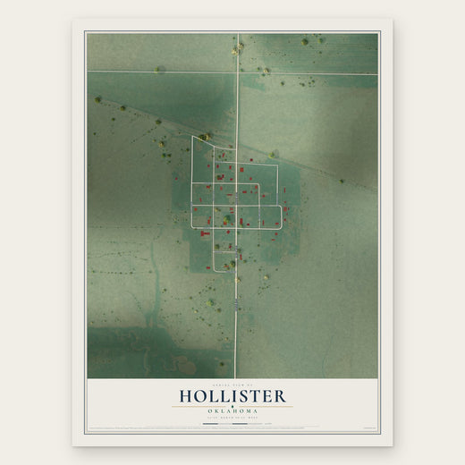 Hollister, Oklahoma map print, the full design
