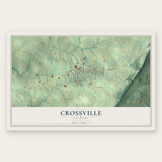 Crossville, Alabama map print, the full design
