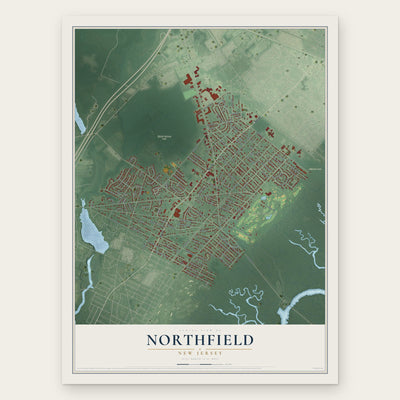 Northfield, New Jersey map print, the full design
