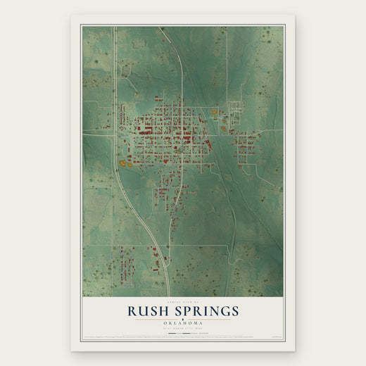 Rush Springs, Oklahoma map print, the full design