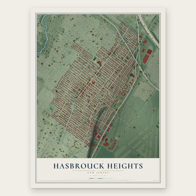 Hasbrouck Heights, New Jersey map print, the full design