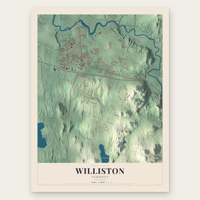 Williston, Vermont map print, the full design