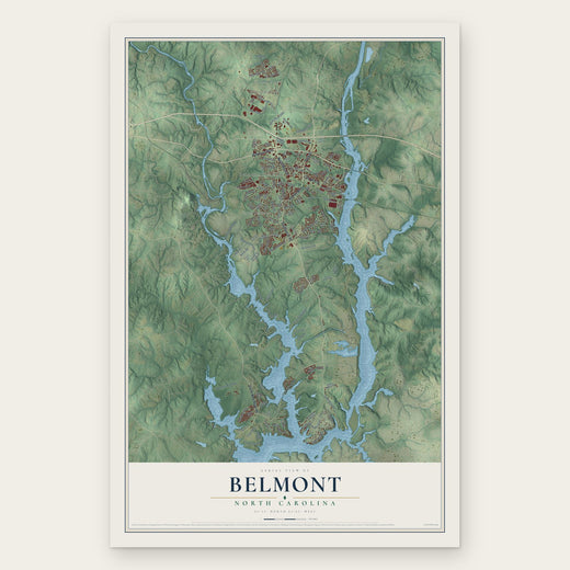 Belmont, North Carolina map print, the full design