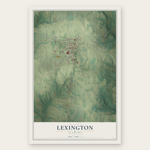 Lexington, Alabama map print, the full design