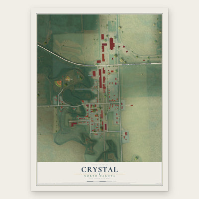 Crystal, North Dakota map print, the full design