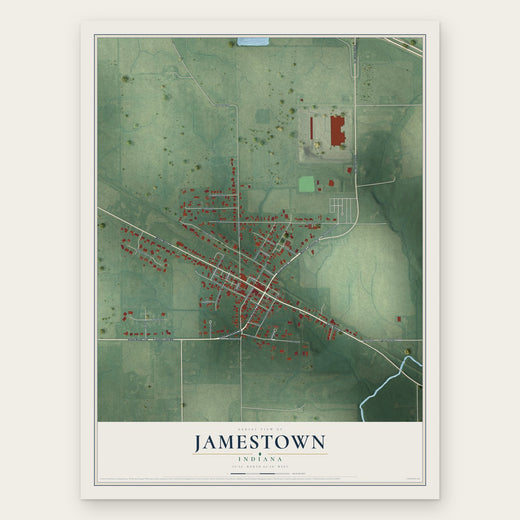 Jamestown, Indiana map print, the full design