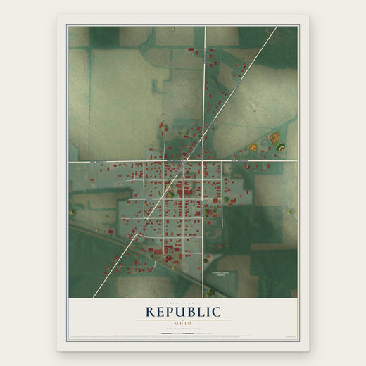 Republic, Ohio map print, the full design